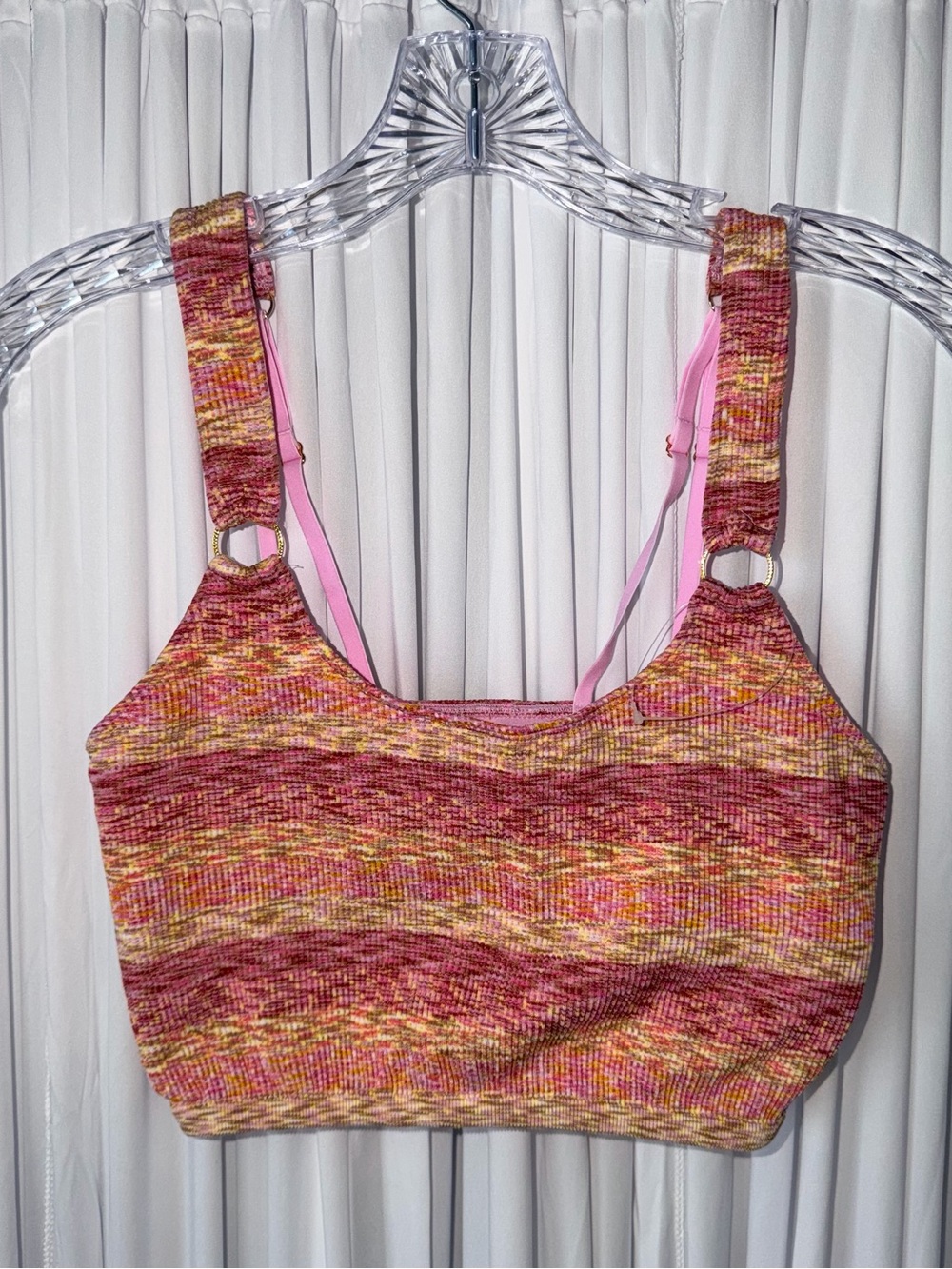 aerie Multicolor Pink & Yellow Knit Sports Bra